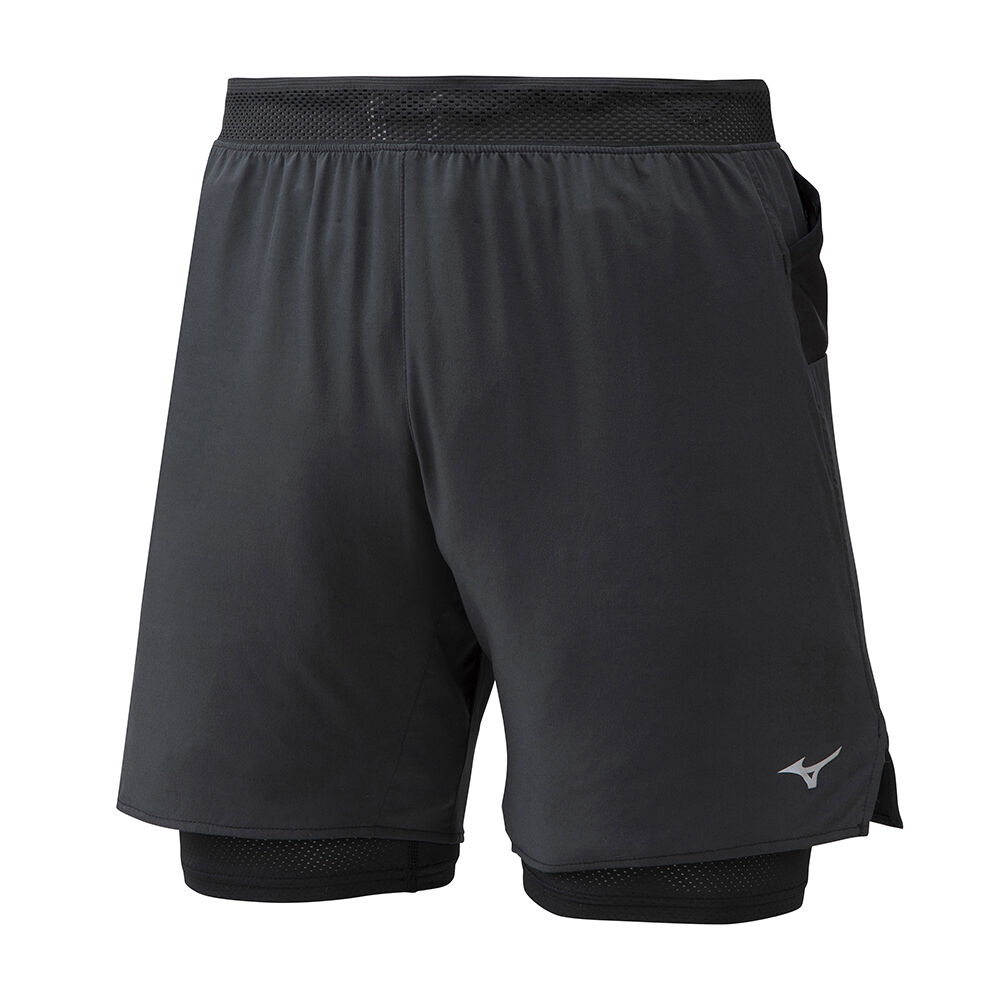 Mens Mizuno ER 7.5 2in1 Running Shorts Black Philippines (TMBCUF618)